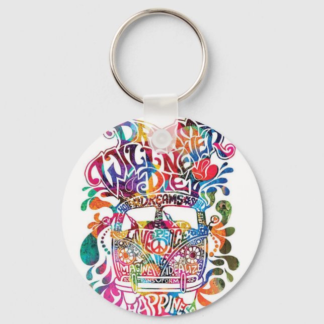 Porte-clés Kombi hippie (Recto)