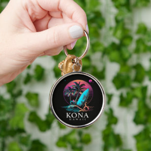 Porte-clés Kona Hawaï Planche de Surf Hawaïenne Vintage