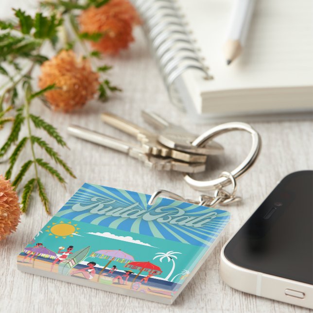 Porte-clés Kuta Bliss : Carré Bali Magnet (Devant Droit)