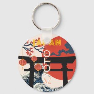 Porte-clés Kyoto Japan Travel Art, Art Voyage Retro