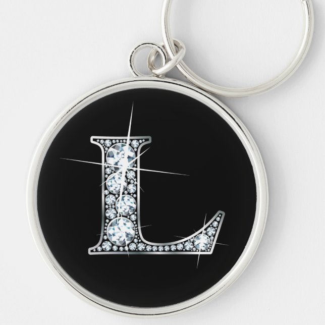 Porte-clés "L" Faux-Diamond Bling Porte - clé (Devant)