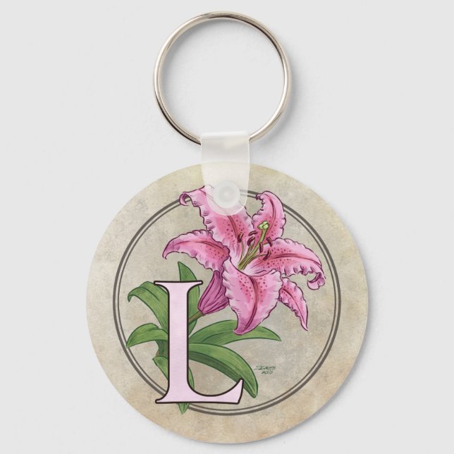 Porte-clés L pour Lily Flower Monogram (Recto)