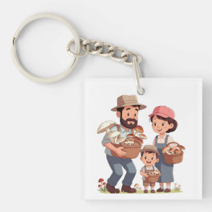 Porte-clés La Famille Cueille des Champignons Ensemble