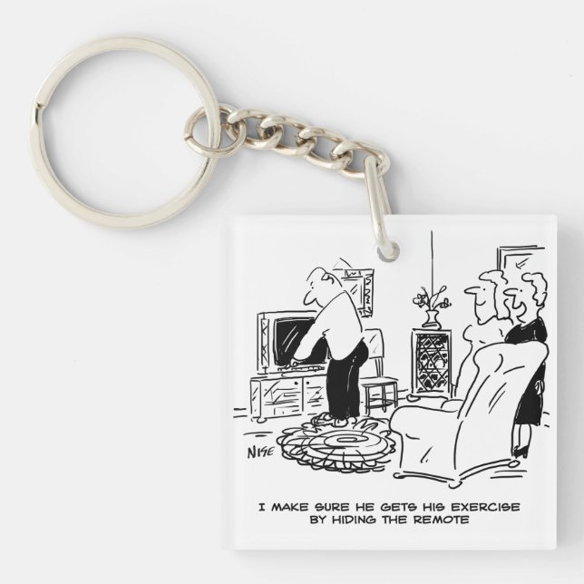 Porte-clés La femme masque la télécommande de la télévision (Devant)