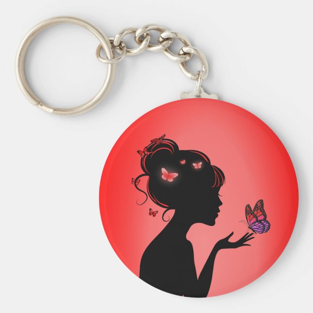 Porte-clés La femme papillons rouges (Devant)