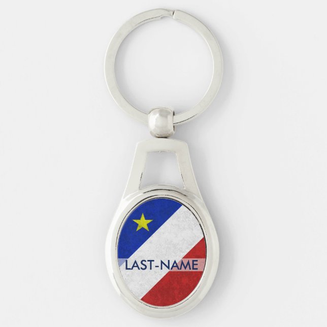 Porte-clés La grunge affligée par nom de famille acadien de (Devant)