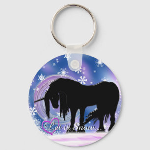 Porte-clés La licorne noire mystique (Qu'Elle Neige)