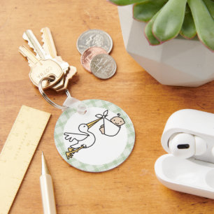 Porte-clés La livraison de bébé de cigogne