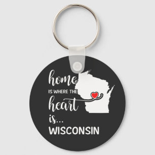Porte-clés La maison du Wisconsin est là où se trouve le coeu