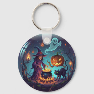 Porte-clés La nuit magique d'Halloween de la sorcière