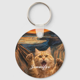 Porte-clés La parodie d'art du chat dans Le Cri
