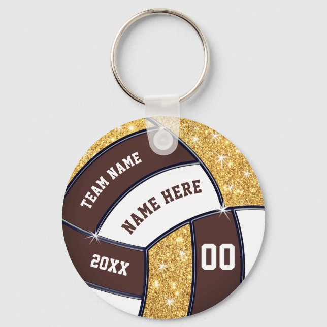 Porte-clés La partie de volley-ball Brown, Gold et White (Recto)
