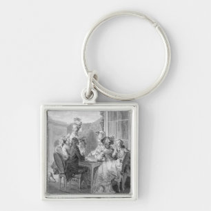 Porte-clés La partie de whist, 1783, gravé par Jean Dambrun