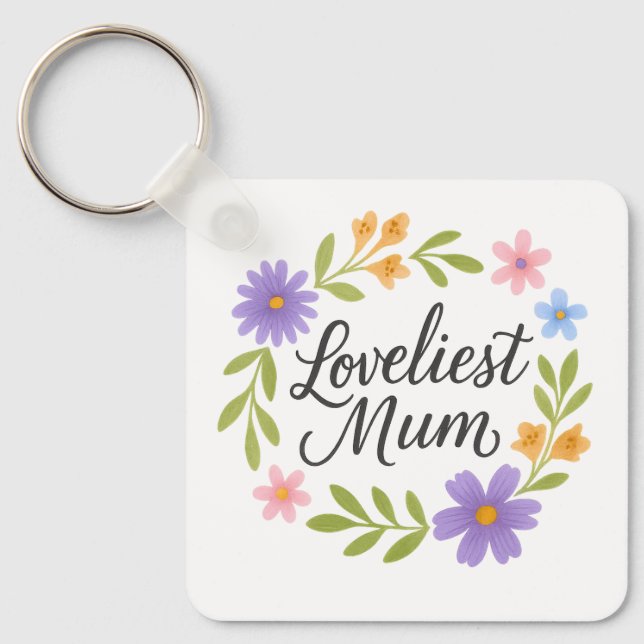 Porte-clés La plus belle maman Porte - clé floral (Recto)