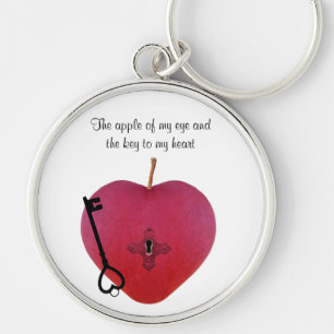 Porte-clés La pomme de mon oeil et la clé de mon coeur