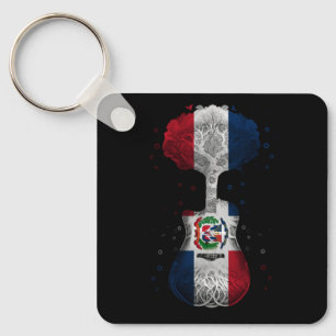 Porte-clés La République Dominicaine Drapeau Guitare Musique