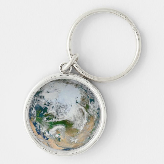 Porte-clés La Terre Montre L'Arctique, L'Europe Et L'Asie. (Devant)