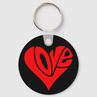 Porte-clés La typographie de l'amour en forme de coeur