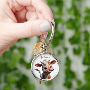 Porte-clés La vache sotte - "Sérieusement ?" Conception amusa
