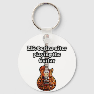Porte-clés La vie commence après avoir joué de la guitare. co