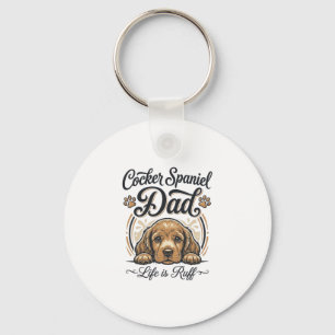 Porte-clés La vie de papa Cocker Spaniel est rude chemise vin