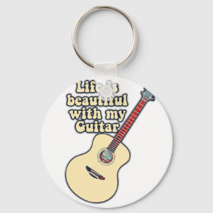 Porte-clés La vie est belle avec ma guitare.