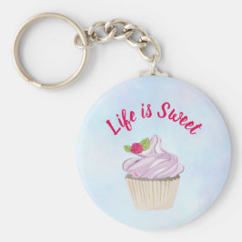Porte-clés La vie est du gâteau rose doux