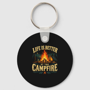 Porte-clés La vie est meilleure au feu de camp drôle camping-