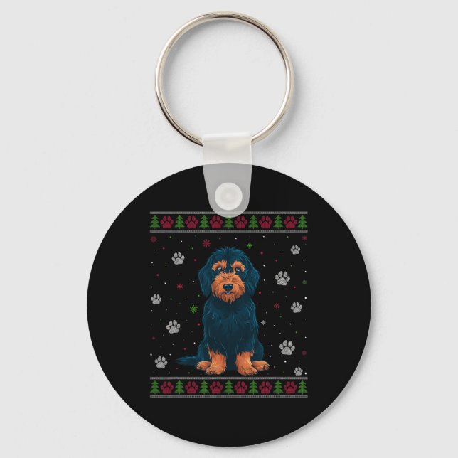 Porte-clés Labradoodé Chandail de Noël Xmas Animaux de compag (Recto)