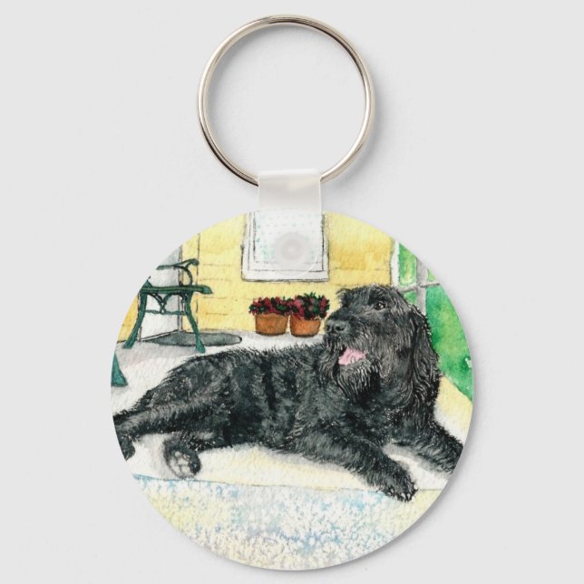 Porte-clés Labradoodle noir (Recto)
