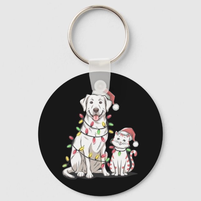 Porte-clés Labrador Retriever Noël Festive Chien Amoureux des (Recto)