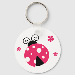 Porte-clés Labybirds rose mignon et fleurs