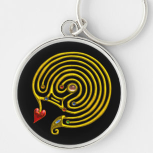 Porte-clés LABYRINTHE MÉDIÉVAL OR HYPER AVEC GEMSTONES Noir