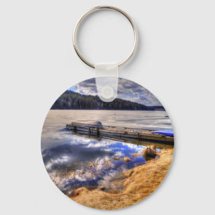 Porte-clés Lac d'hiver et paysage sauvage de Kayak