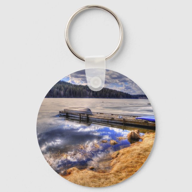 Porte-clés Lac d'hiver et paysage sauvage de Kayak (Recto)