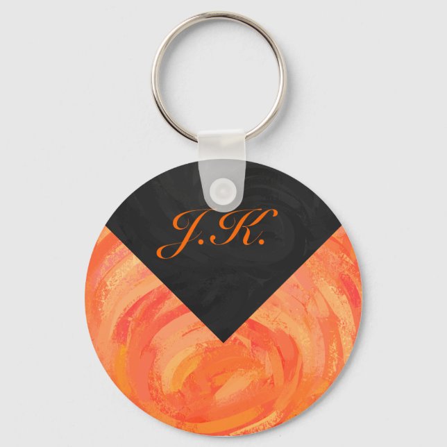 Porte-clés Lac Fire Orange et Monogramme noir (Recto)