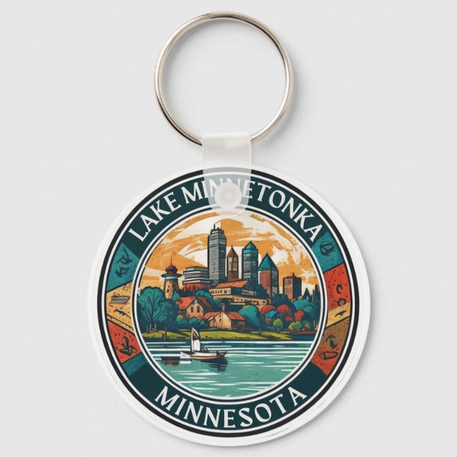 Porte-clés Lac Minnetonka, Minnesota pêche et navigation de p (Recto)