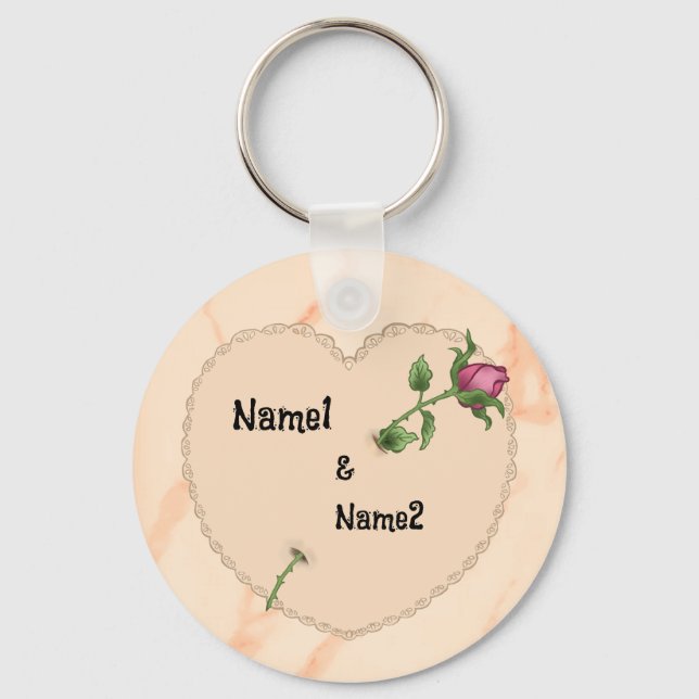 Porte-clés Lacy Heart Rose (Recto)