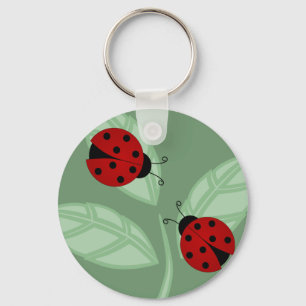 Porte-clés Ladybugs sur le Porte - clé Feuille