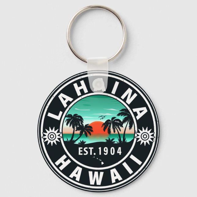 Porte-clés Lahaina Hawaii Beach Retro Sunset Souvenir 60s (Recto)