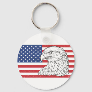 Porte-clés L'Aigle S'Élevant Avec Le Drapeau Américain