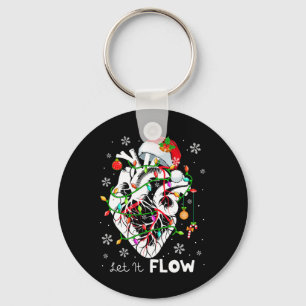 Porte-clés Laisser couler l'anatomie de Noël Santa Heart Part