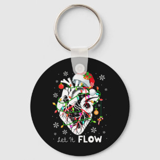 Porte-clés Laisser couler l'anatomie de Noël Santa Heart Part