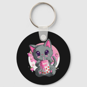Porte-clés Lait De Fraise Pour Femmes Filles Kawaii Anime Cha
