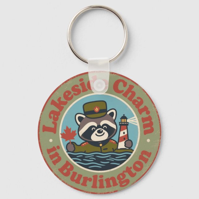 Porte-clés Lakeside Charm in Burlington Funny Raccoon (Recto)