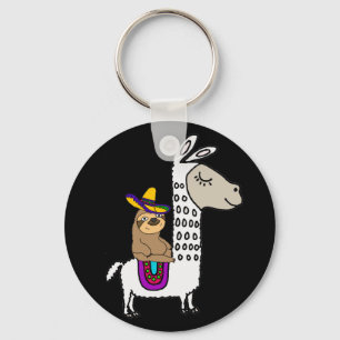 Porte-clés Lama blanc de monte de paresse mignonne