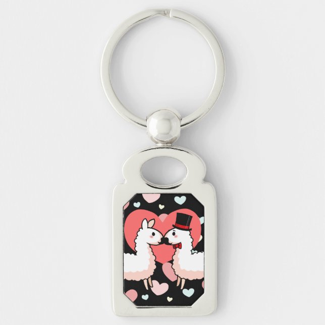 Porte-clés Lama de fantaisie et petit lama (Devant)