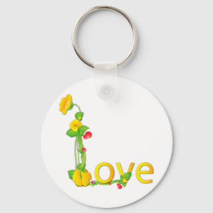Porte-clés L'amour dans les fleurs jaunes