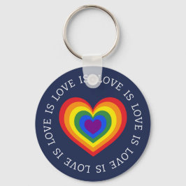 Porte-clés L'amour est amour LGBTQ Coeur arc-en-ciel sur Navy