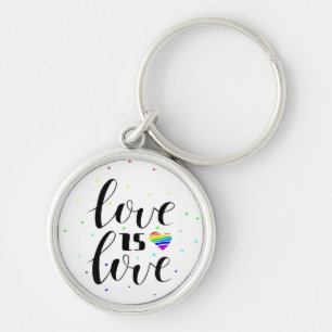Porte-clés L'amour est l'amour Coeurs arc-en-ciel